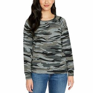 Buffalo David Bitton Gray Camo Print Crewneck Pullover Relaxed Cozy Top